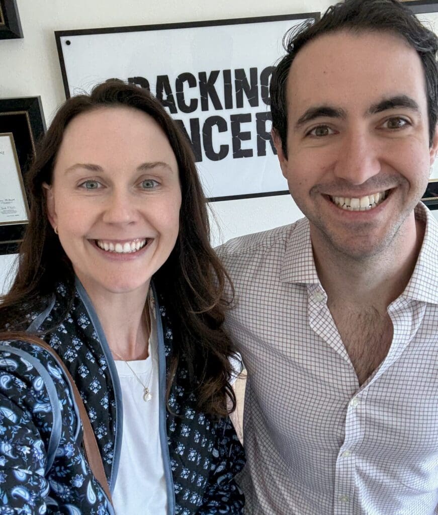 Patient advocate Ashley Holt posing with thoracic oncologist Dr Kyle Concannon