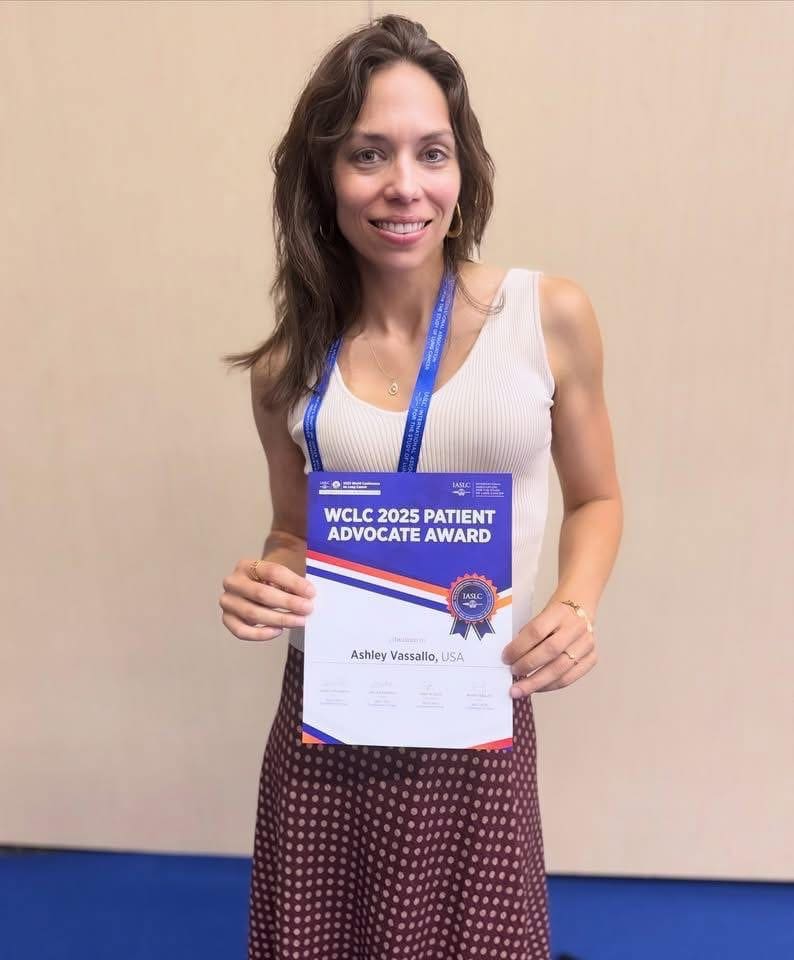 Ashley Vassallo receives the WCLC 2025 Patient Advocate Award