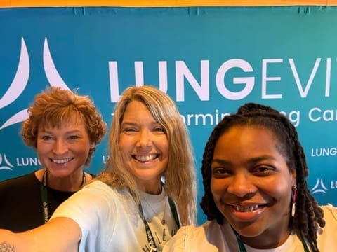 Three young lung cancer community members pose together at lungevity hope summit