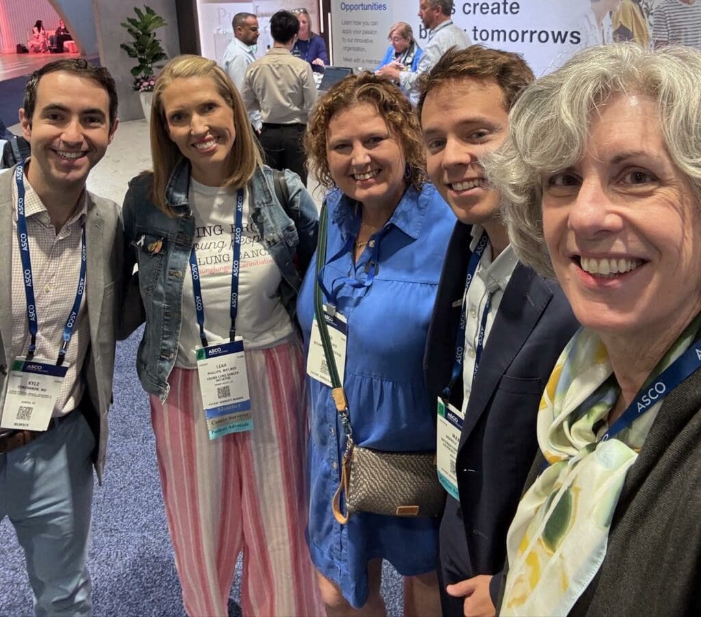 Dr. Kyle Concannon, Leah Phillips, Lisa Spain, Max and karen smile together at ASCO 2026.