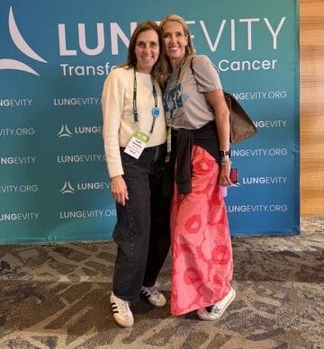 Patient advocates Leah Phillips and Illana Stromberg pose together at lungevity hope summit
