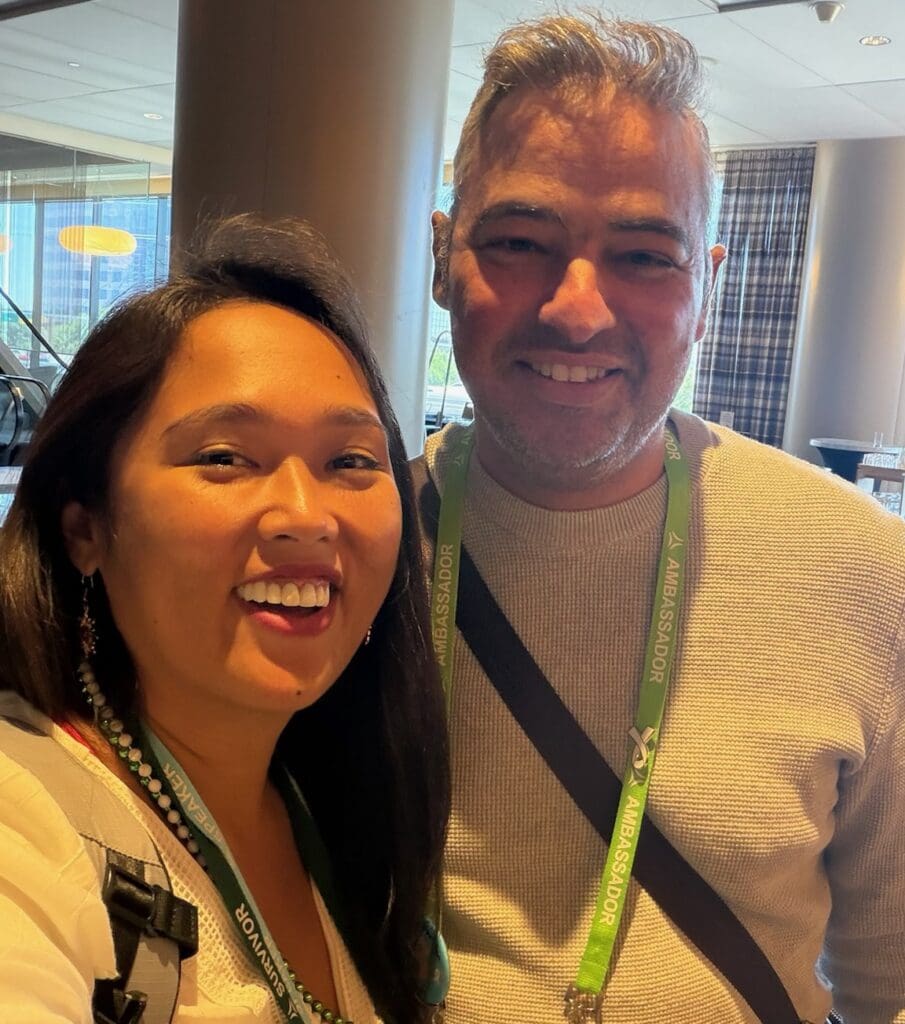 Aurora Lucas and Filipe Paxao smile at lungevity hope summit Dallas Texas