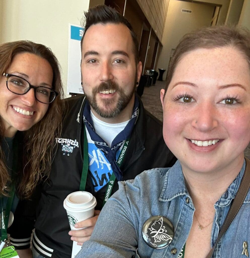 Three young lung cancer patients smiling at lungevity Hope summit