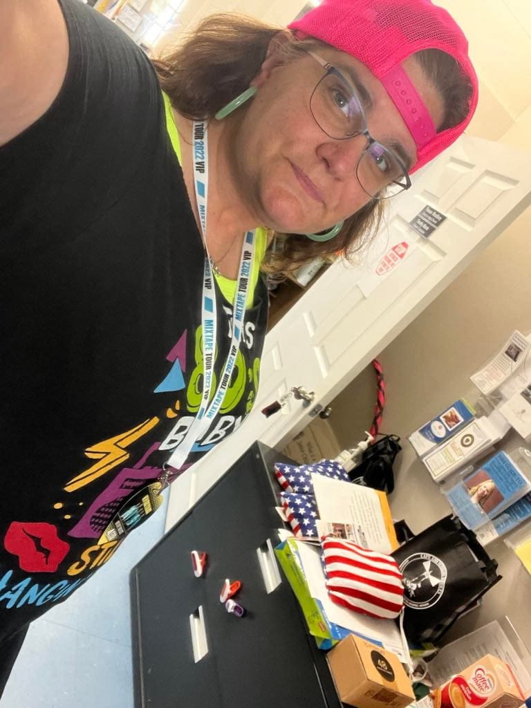 Theresa Woodbury posing before NKOTB concert