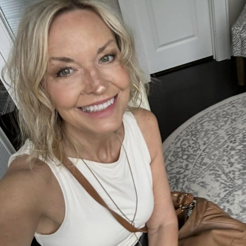 Tricia, a patient with lung cancer, smiling