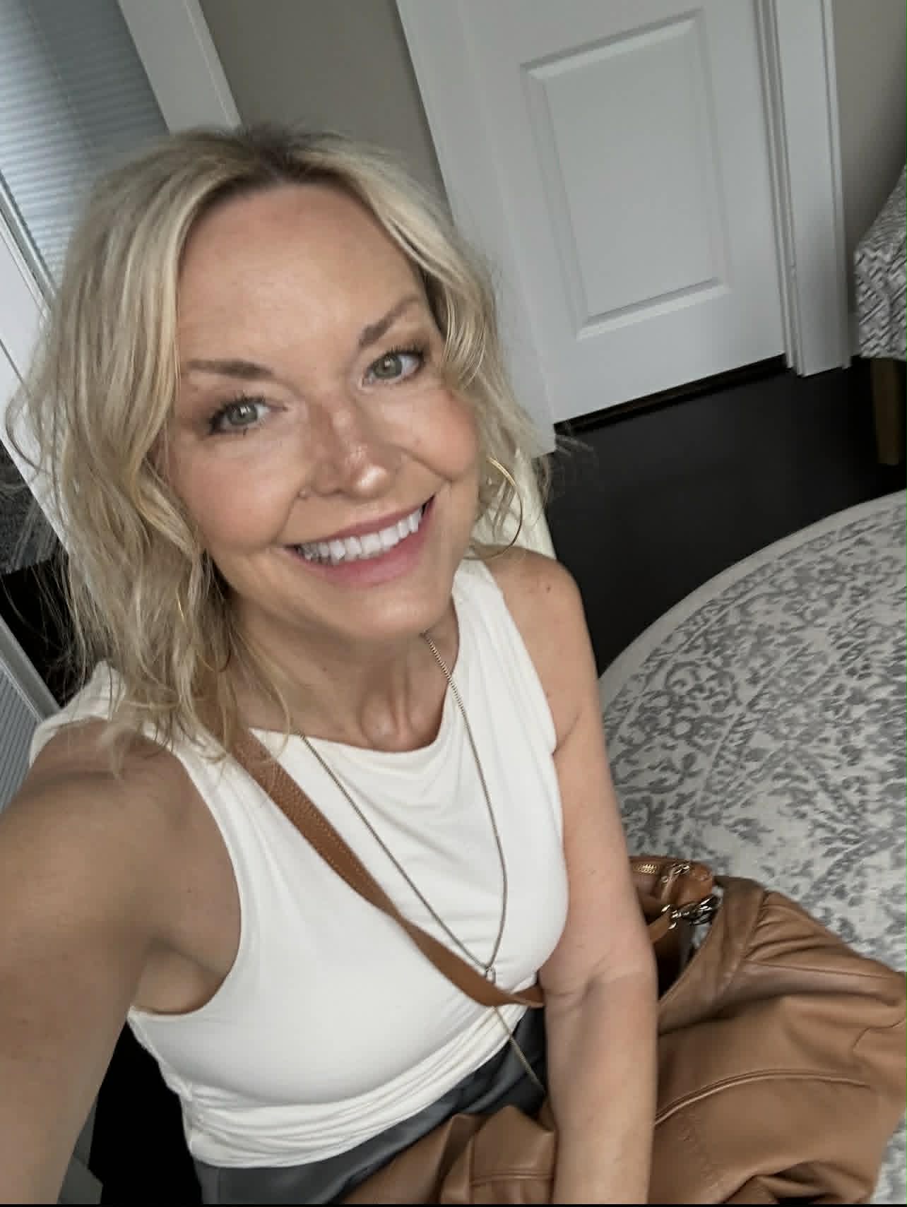 Tricia, a patient with lung cancer, smiling